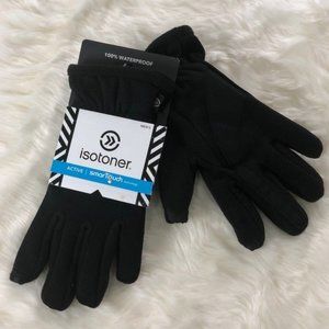 isotoner mens black active smart touch gloves large